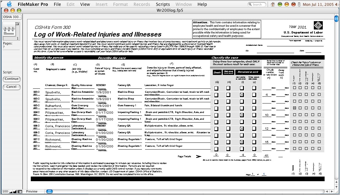 Osha 300 And 300a Printable Form Form : Resume Examples