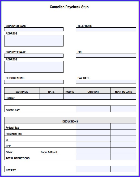 Pay Stub Template Ontario Templates 1 Resume Examples