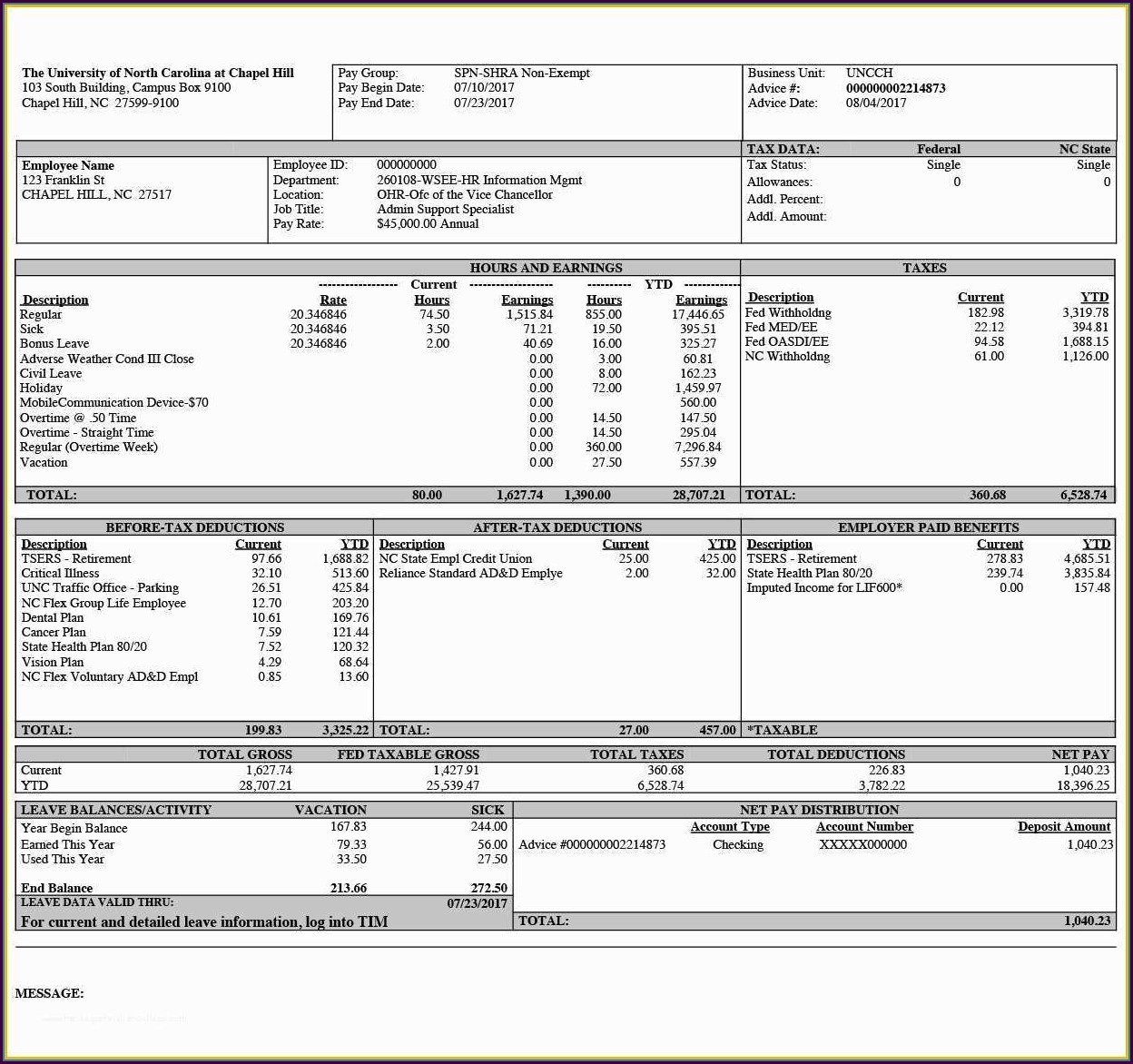 Excel Pay Stub Template Canada Templates-2 : Resume Examples