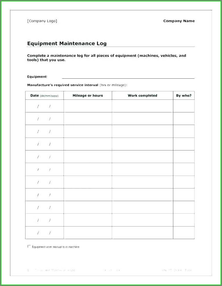 Preventive Maintenance Free Vehicle Maintenance Log Template Templates ...