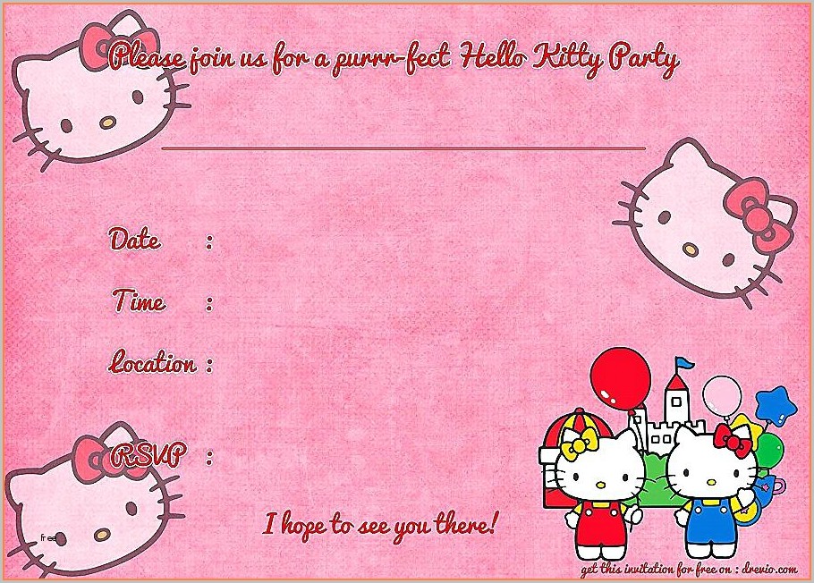 Hello Kitty Invitation Template Free Download Templates-2 : Resume Examples