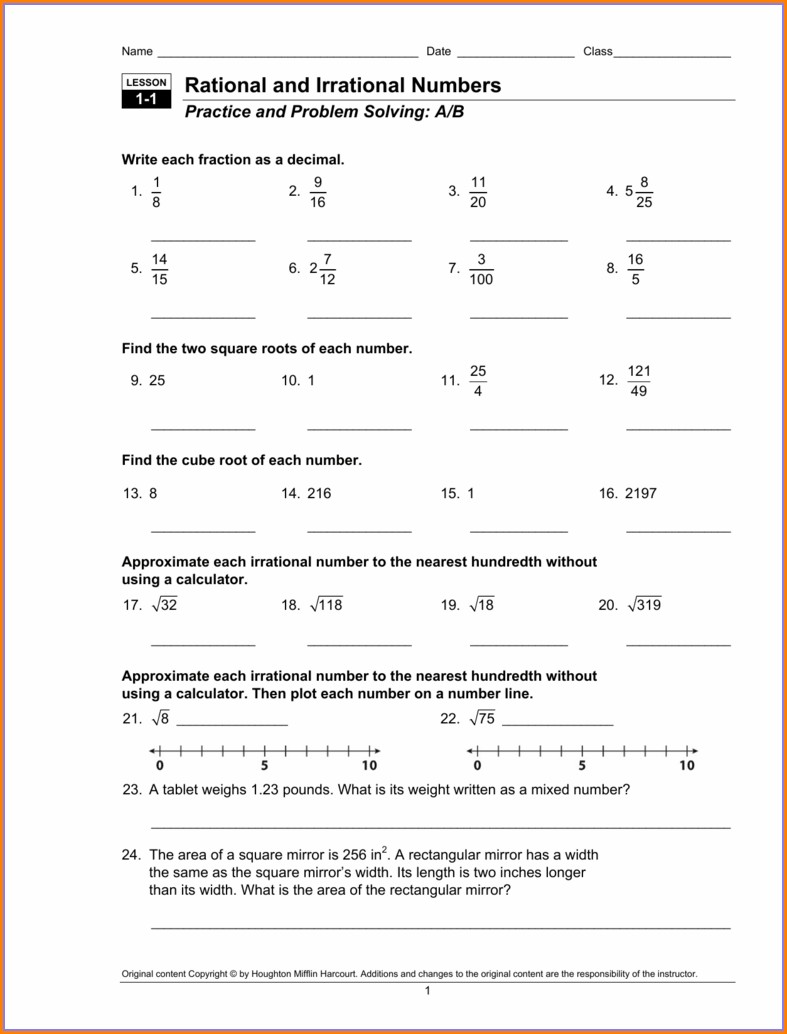 Rational Numbers Worksheet Grade 7