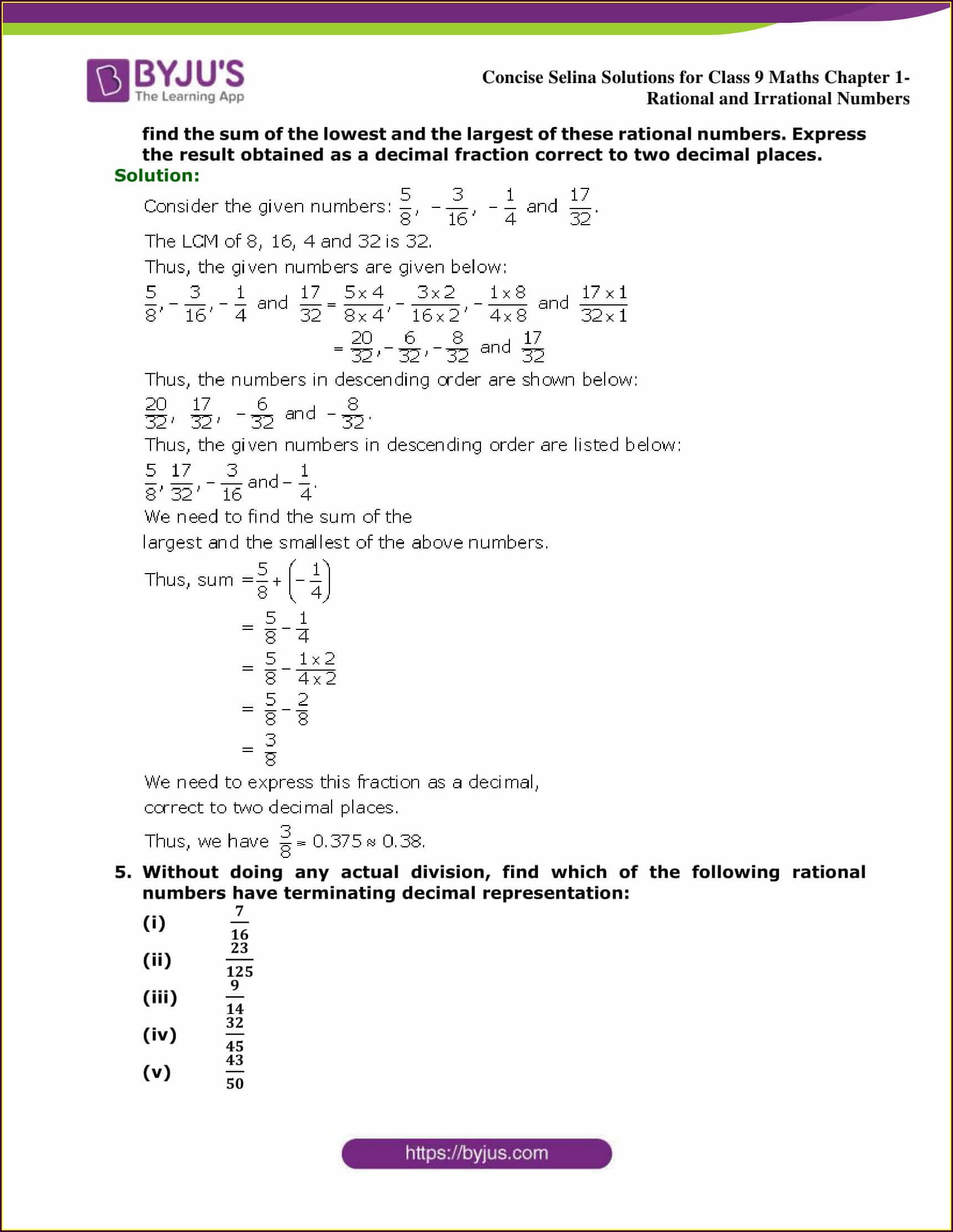 Grade 8 Rational Numbers Worksheet