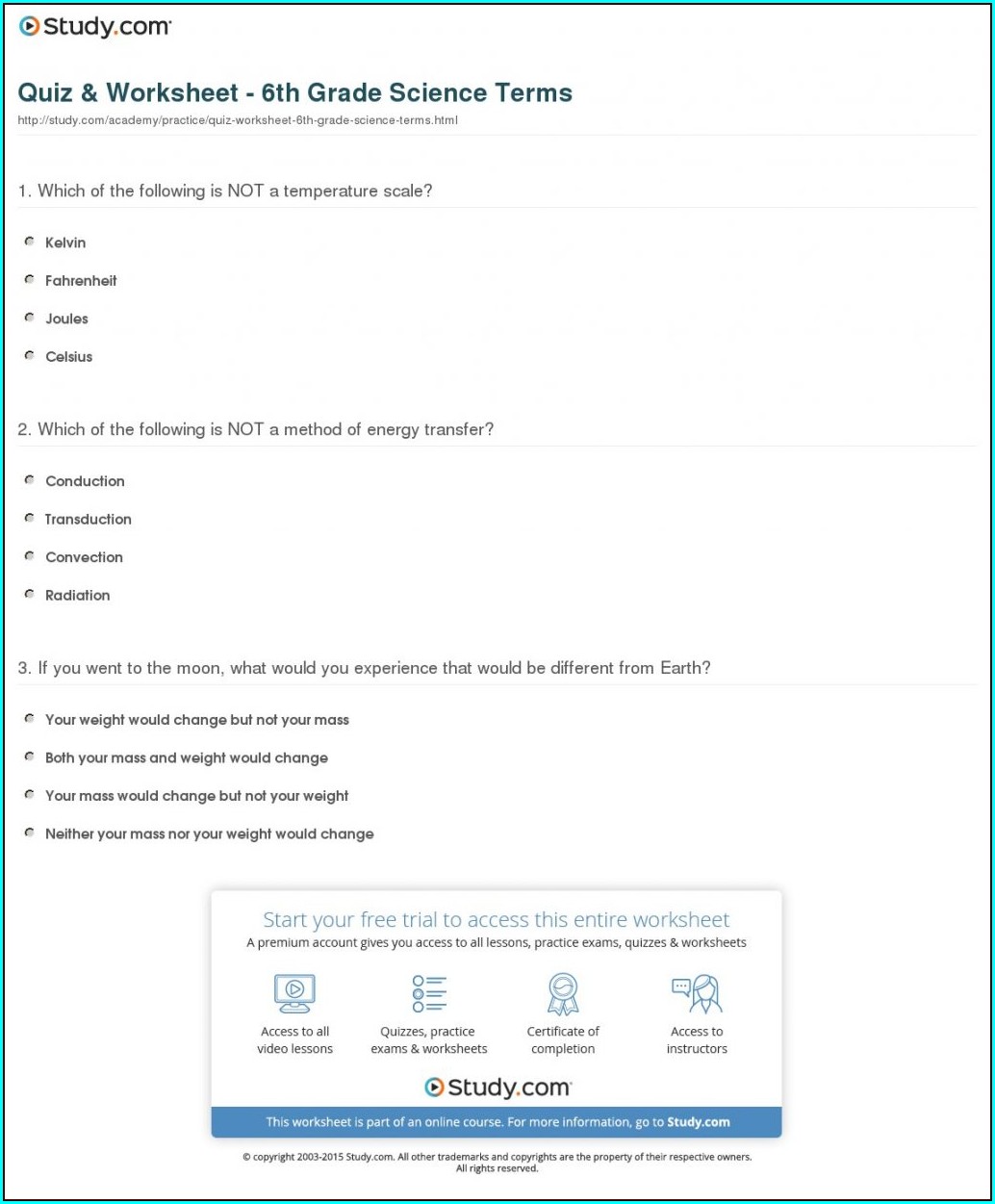 5th Grade Science Worksheets With Answer Key