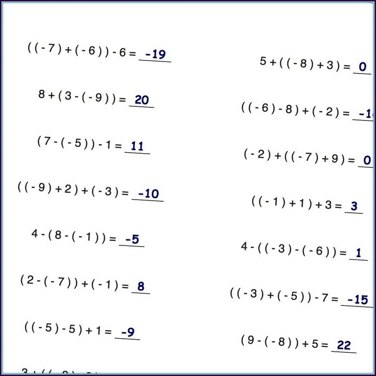 Adding Integers Number Line Worksheet Printable Computer Tools Adding Integers Number Line Worksheet Printable Computer Tools
