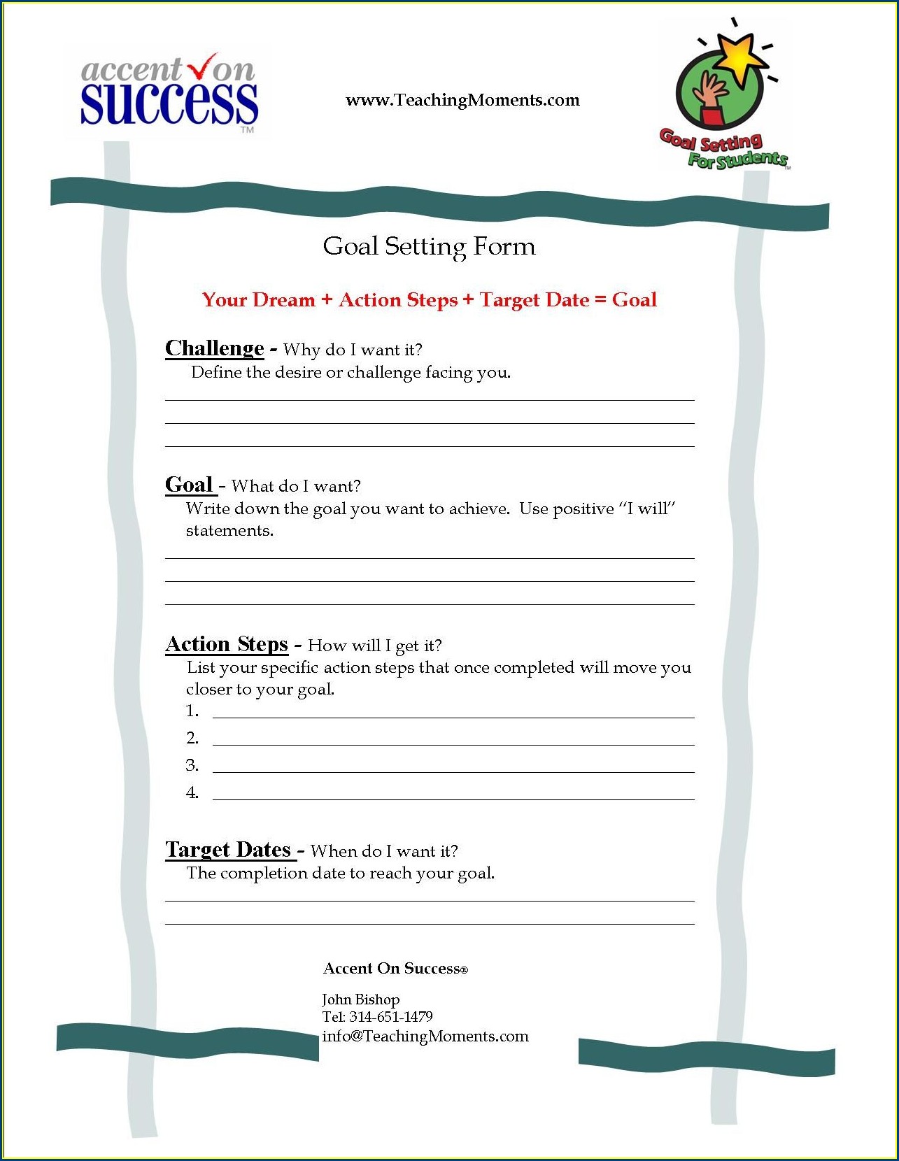 High School Goal Setting Worksheet