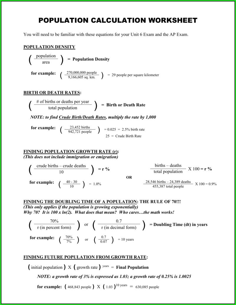 Population Density Worksheet With Answers Worksheet : Resume Examples