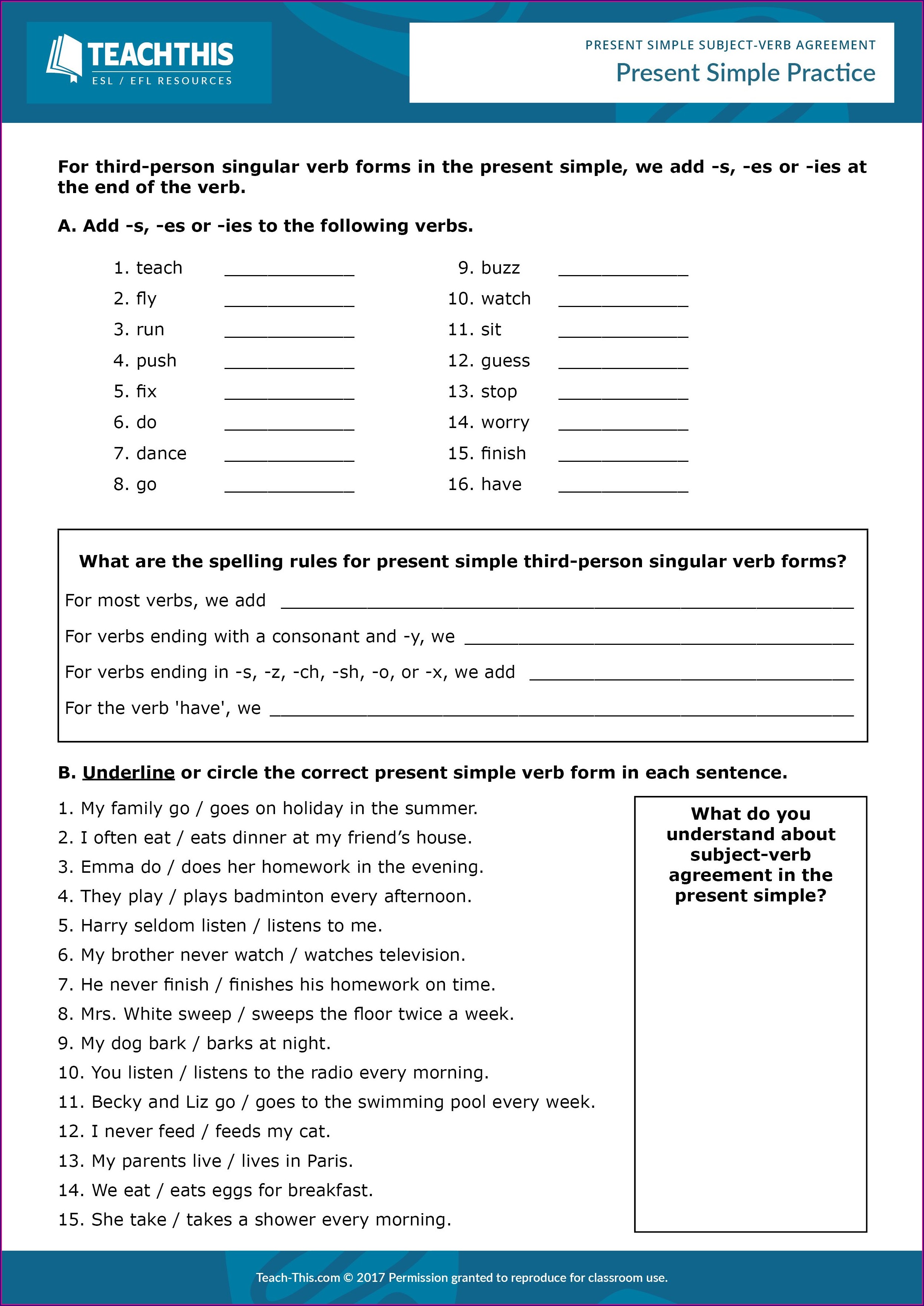 Subject Verb Agreement Quiz With Answer Key Worksheet : Resume Examples