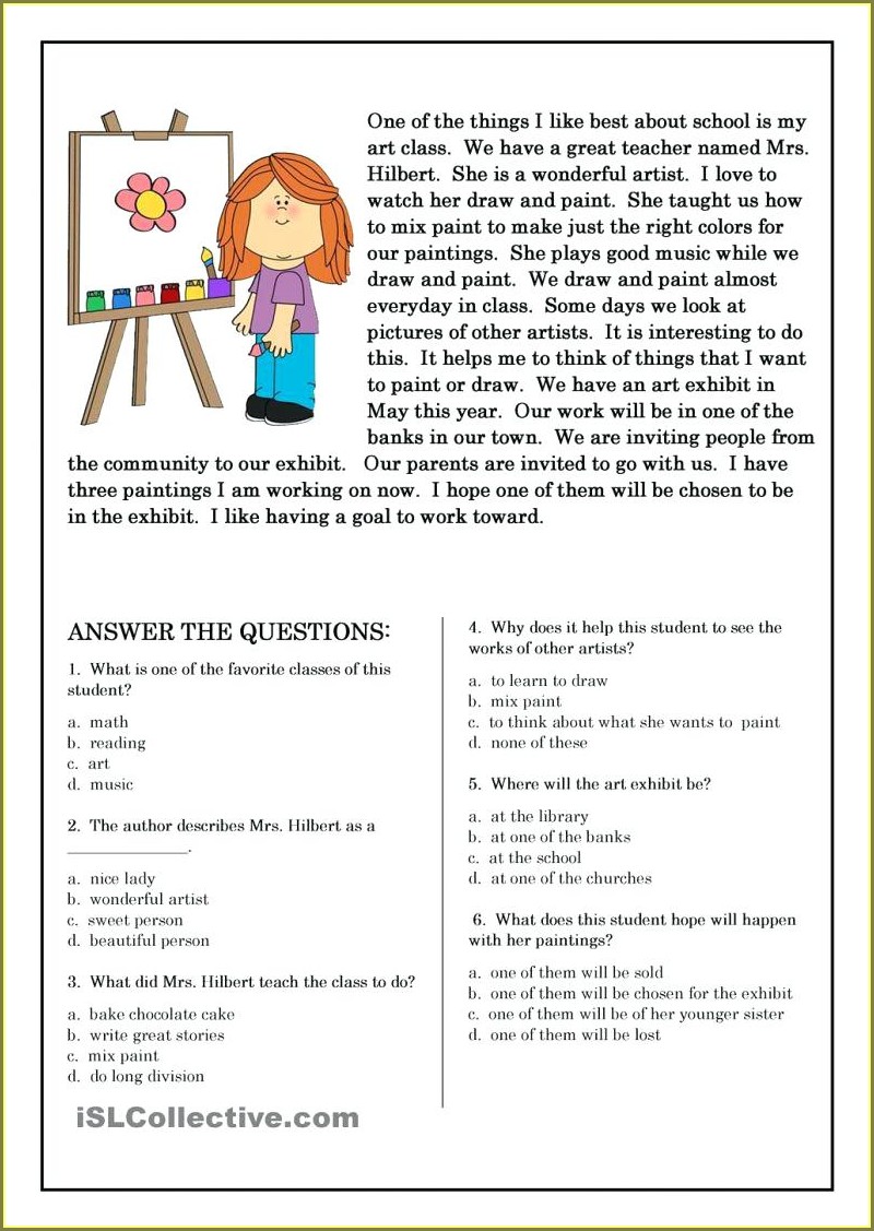 Reading Comprehension Passages With Questions And Answers Pdf: Your ...