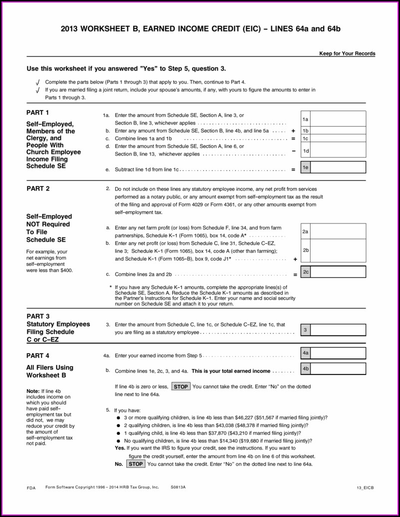 Worksheet B Earned Income Credit Eic Uncategorized : Resume Examples