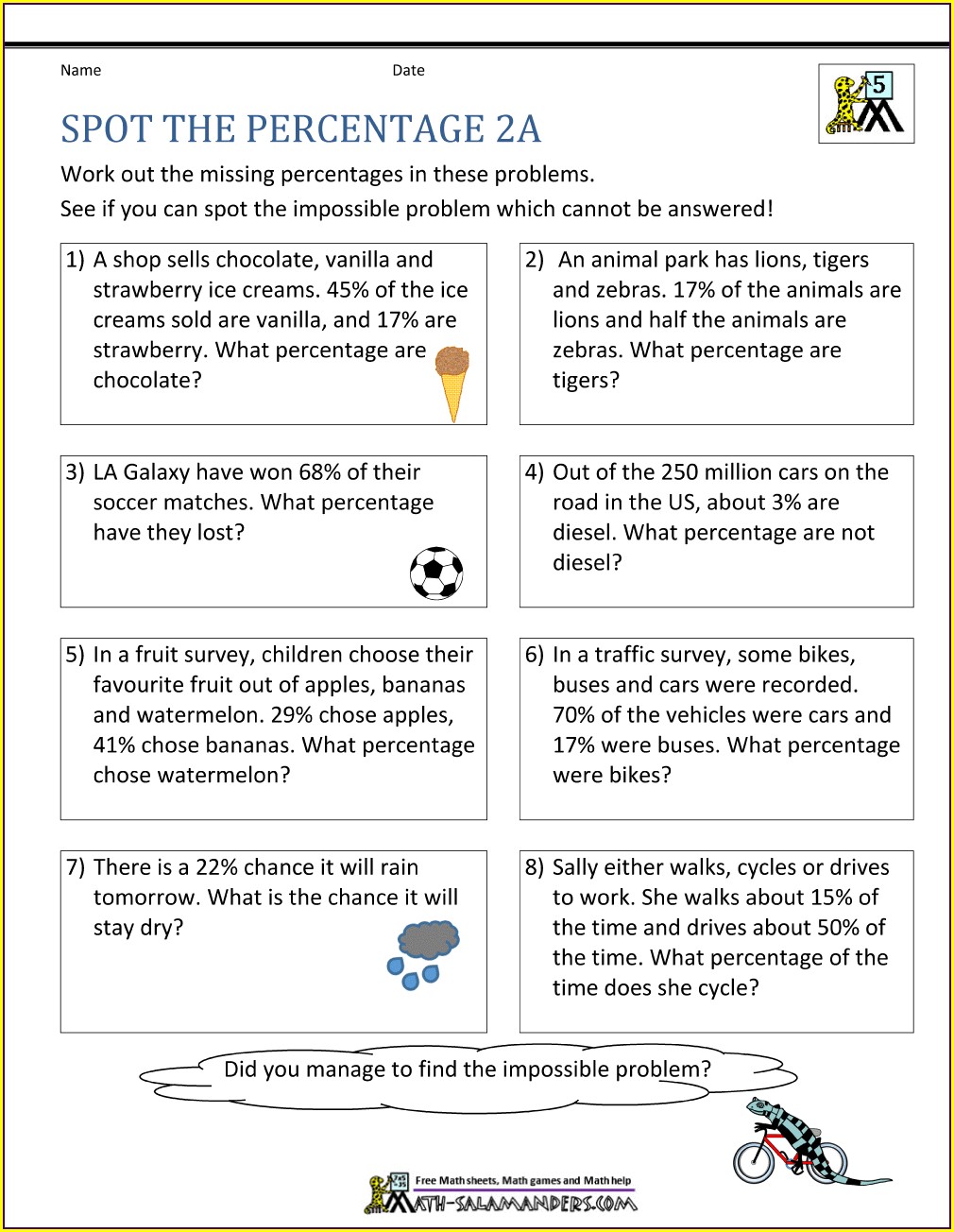 Percent Proportion Live Worksheet